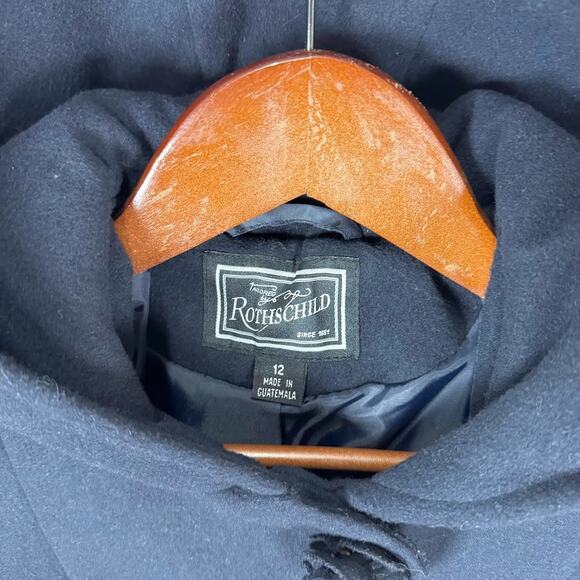 Tailored by Rothschild Winter Pea Coat Hooded Navy Girls sz 12 - Picture 2 of 10